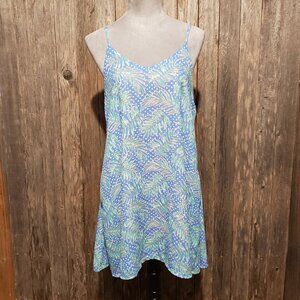 Jadelynn Brooke M Swing Mini Dress Blue Green Floral Cottage Coquette Coastal